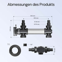 CUV-736 Chiarificatore UV per laghetto, acciaio inox, Sterilizzatore con lampada 36W