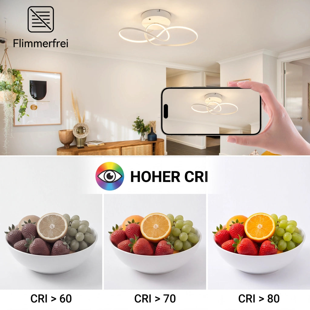 ZMH Lampada da Soffitto LED 24W Dimmabile Bianca per Camera Soggiorno