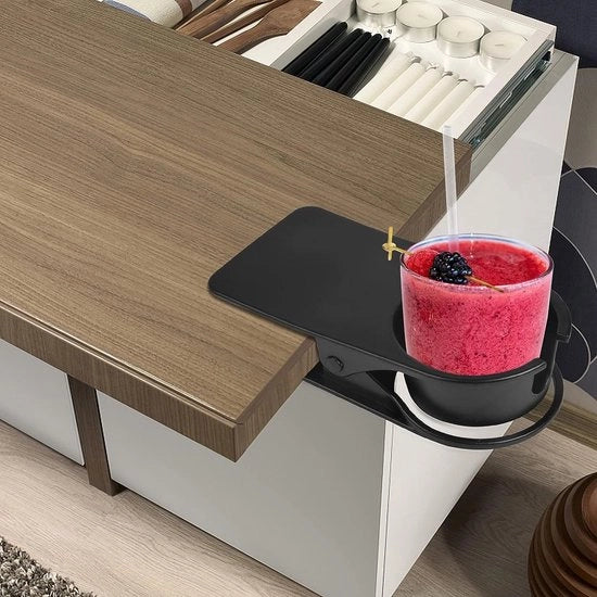 Oggetto da appendere, tavolo mobile, scrivania, contenitore laterale, bicchiere da birra, bicchiere, bibita, tazza da tè, tazza da caffè, piattino, design clip per la casa, ufficio (bianco)