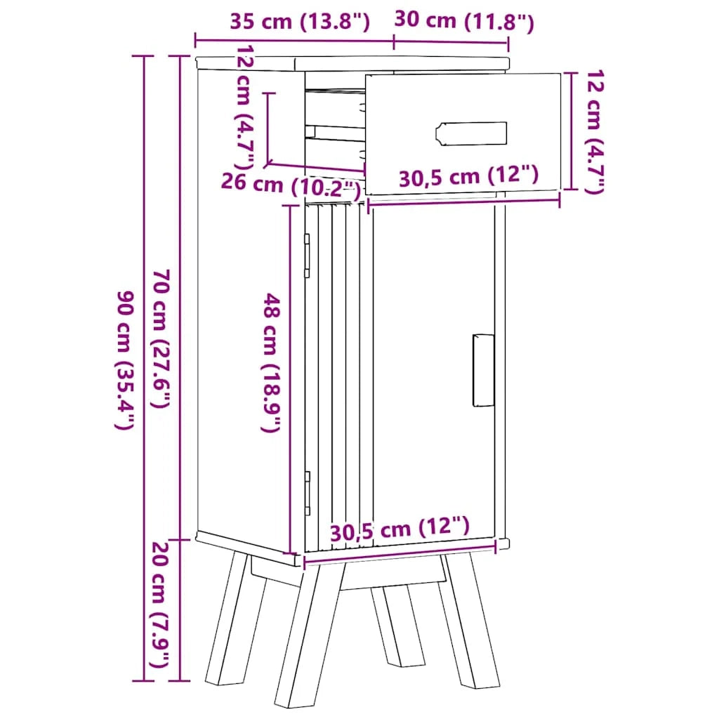 Mobiletto da bagno compatto con contenitore modulare 35 x 30 x 90 cm in legno di pino marrone 02_0058495