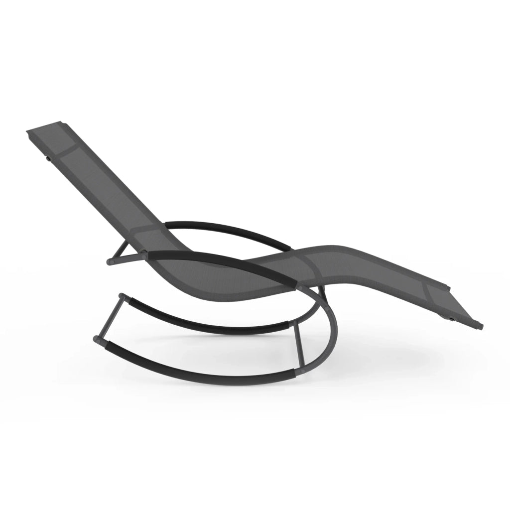 IDMarket - Set di 2 sedie a dondolo da giardino MALAWI in tela grigia e grigio antracite