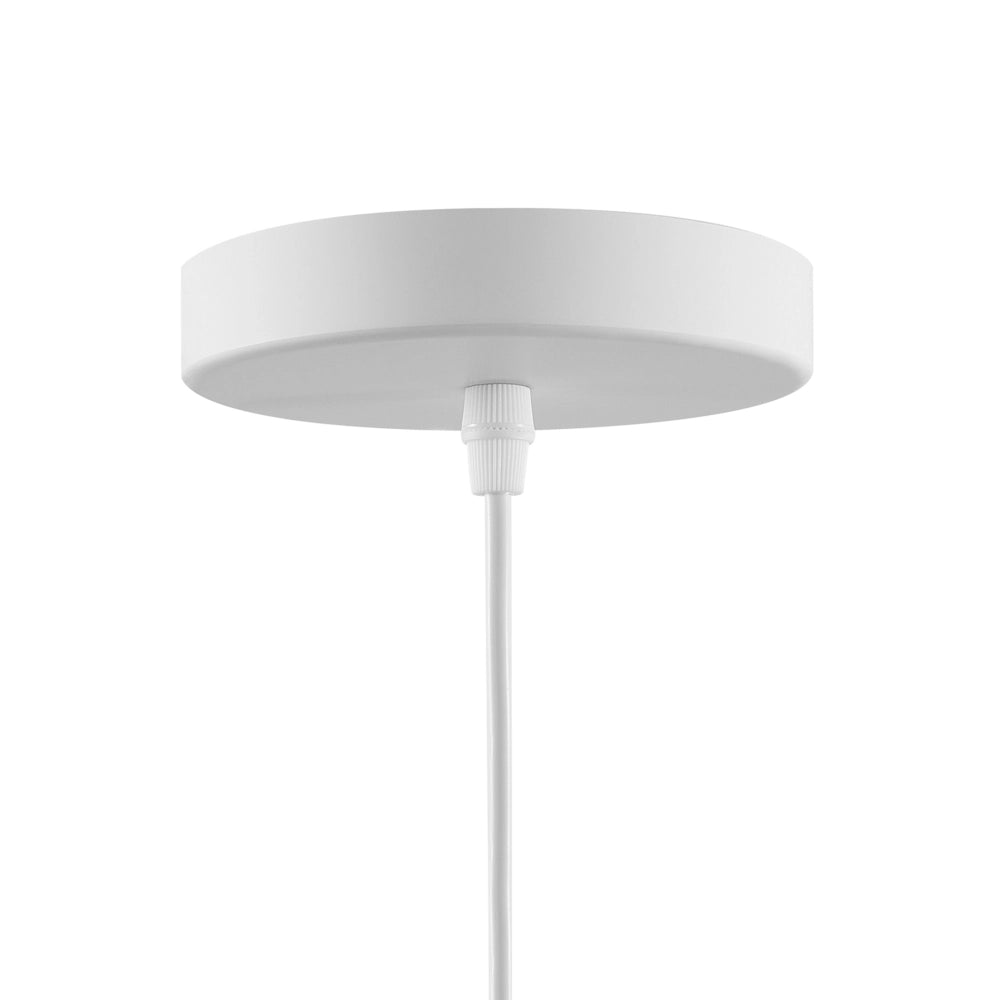 Lampadario Lampada a Sospensione Paralume in Vetro Trasparente Bianco Geometrico Rotondo Design Moderno