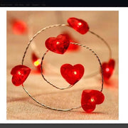 Luce a forma di cuore rossa, 2 metri di lunghezza, 20 luci a forma di cuore rossa, con timer a batterie per luce a LED, impermeabile e lampeggiante, per interni ed esterni, per Natale, proposte di matrimonio, anniversari e feste di San Valentino.