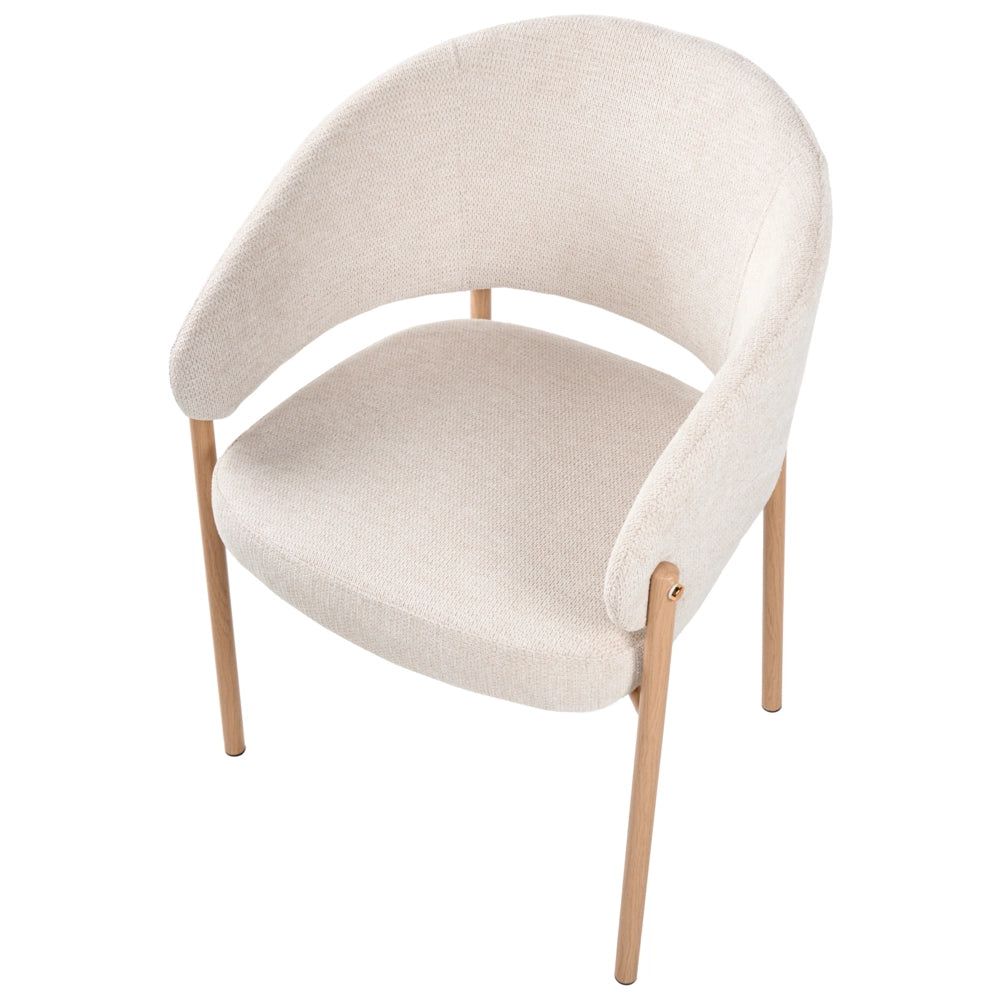 Set di 2 sedie da pranzo Rivestimento in tessuto beige chiaro Gambe in metallo curve Base Sala da pranzo