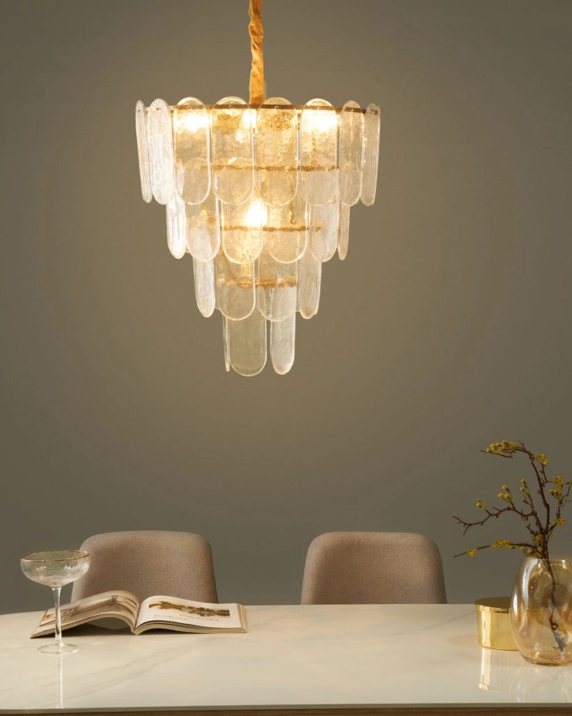 Lampadario in ottone, metallo e vetro ⌀ 48 cm Lampada a sospensione stile glamour