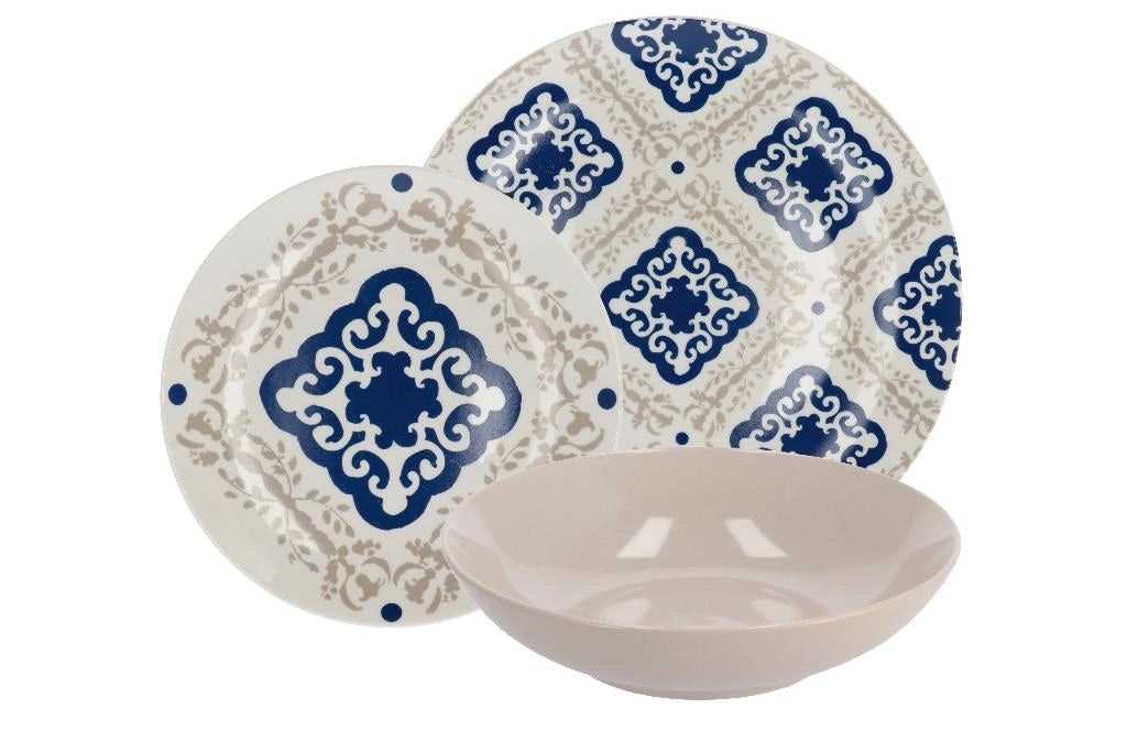 Servizio di Piatti da Tavola in Ceramica Color Romb 18 Pezzi