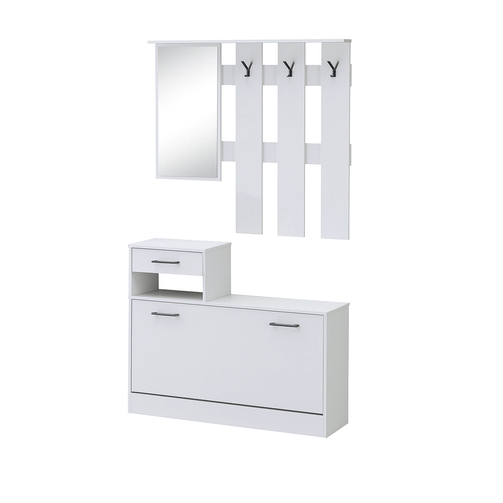 MOBILE INGRESSO RUFOLF BIANCO 100X180H CON SCARPIERA INTEGRATA