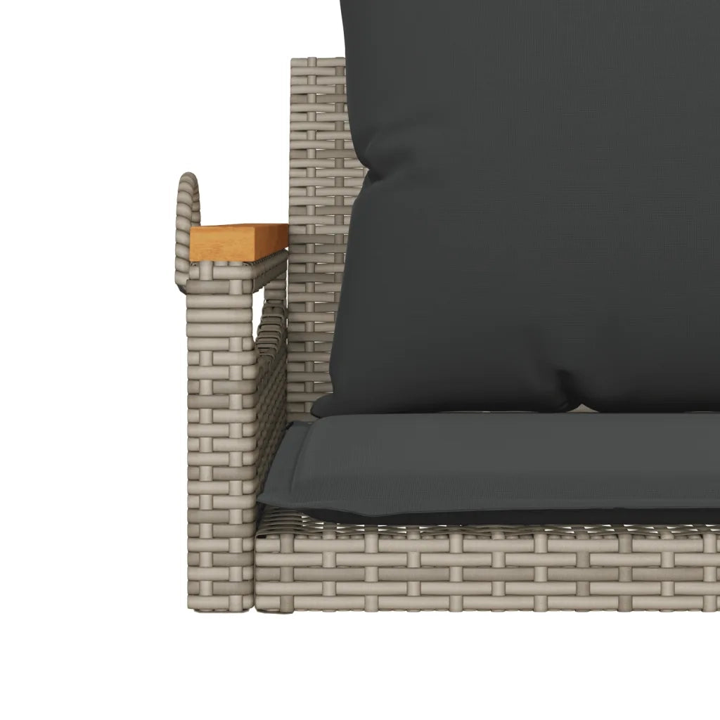 Panca da Giardino | Panchina Dondolo con Cuscini Grigia 63x62x40 cm in Polyrattan
