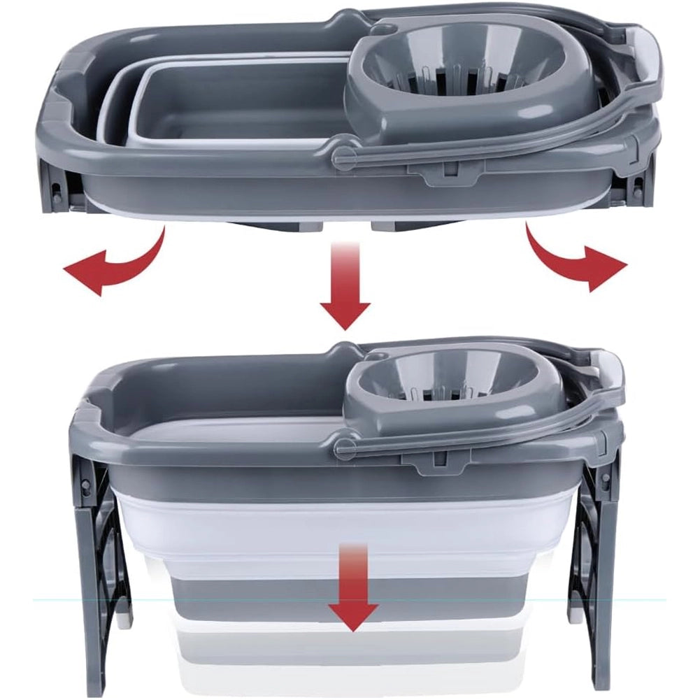 Set Mocio con Secchio e Wringer Sistema di Mocio con Secchio Pieghevole 18 Litri