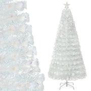 Albero di Natale artificiale 210 x 89 x 45 cm illuminato con base stabile e foglie in PET bianco iridescente 20_0013540