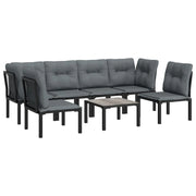 Set di mobili da giardino mobili da esterno 7 pezzi resina intrecciata nera e grigia 02_0017450