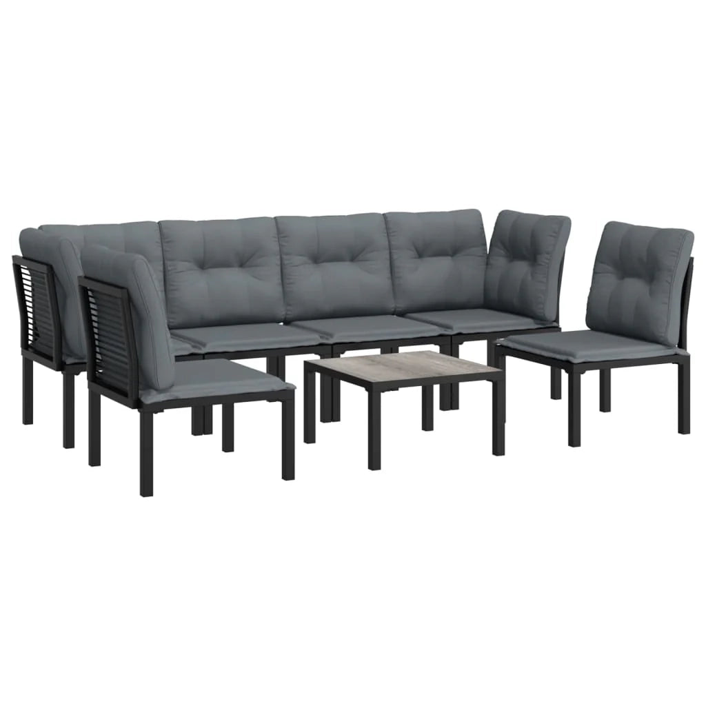 Set di mobili da giardino mobili da esterno 7 pezzi resina intrecciata nera e grigia 02_0017450