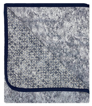 Copridivano con Penisola Destra Seduta 190 cm in Poliestere e Cotone Blu Scuro