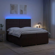 Letto Box Spring LED con Materasso Marrone Scuro 200 x 200 cm 3455940