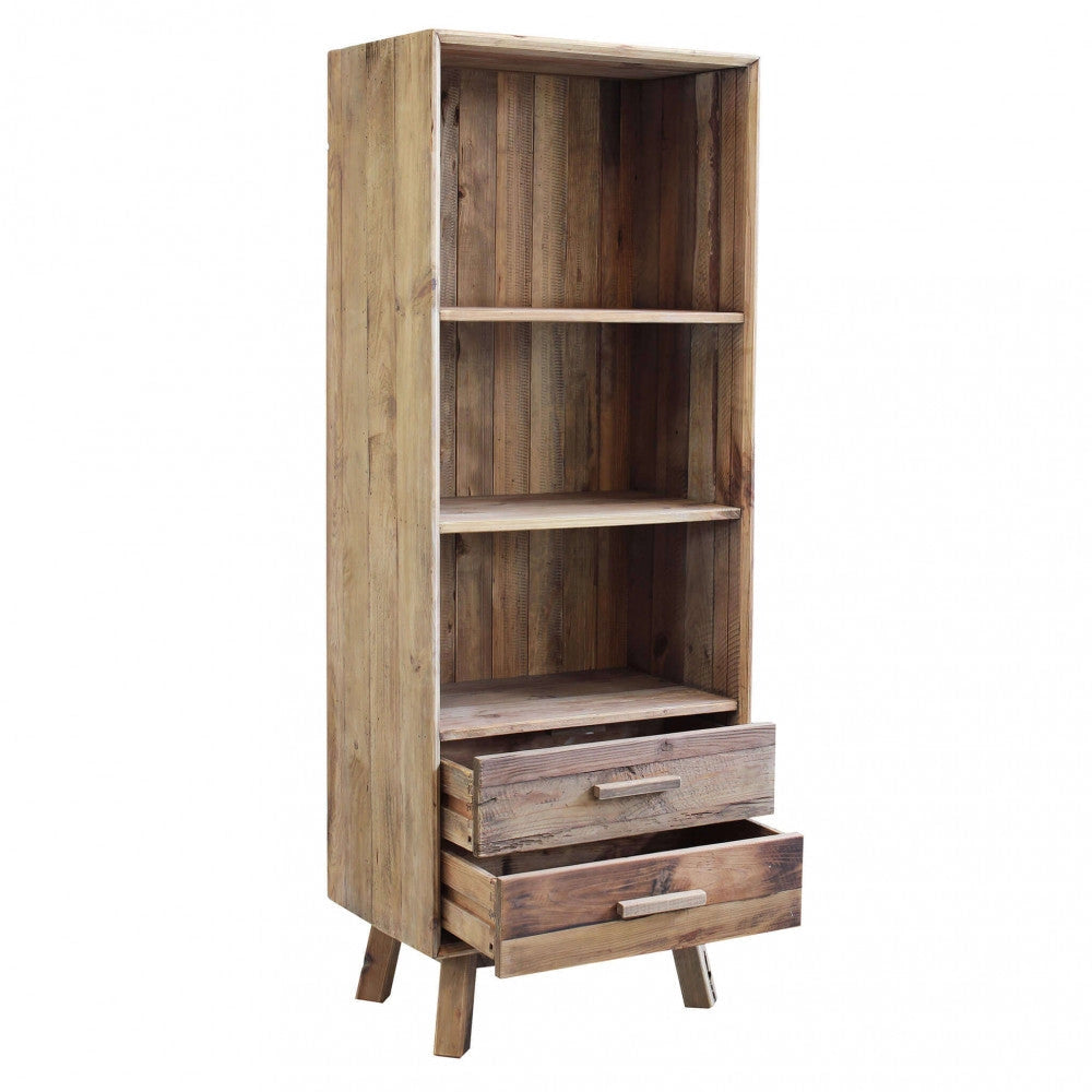 Libreria Justin 60x40x160 h cm in Pino riciclato Marrone