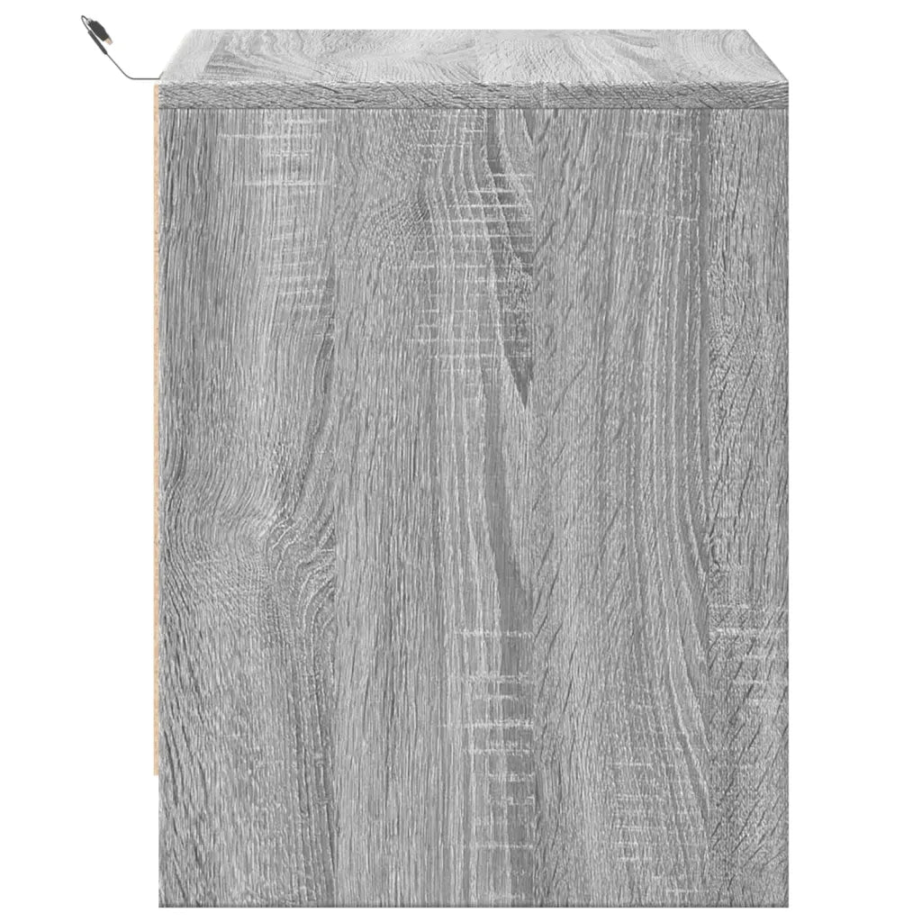 vidaXL Comodini con Luci LED 2pz Grigio Sonoma in Legno Multistrato