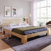 Struttura Letto Singolo dal Design Semplice con spazio sotto letto, in legno di pino massiccio,140x200 Colore Naturale