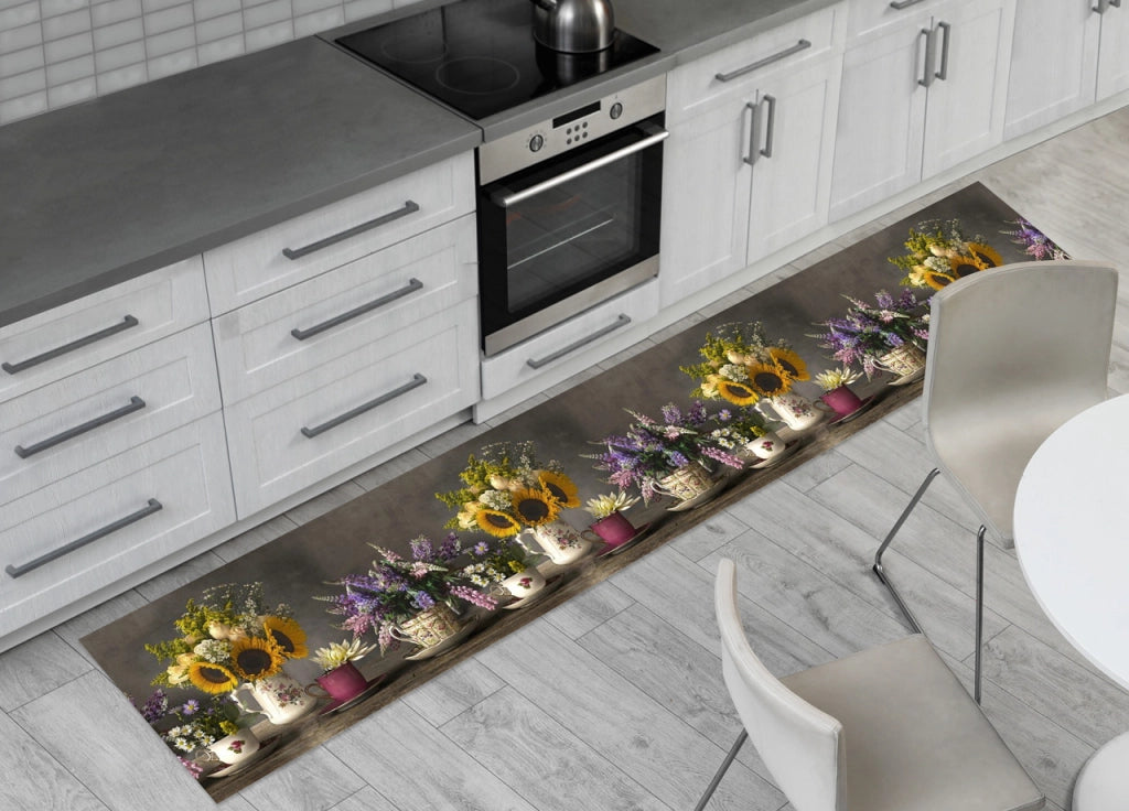 Tappeto Passatoia Cucina Antiscivolo Sottolavello Digitale Fantasie Varie - 50x280 - Vaso Girasoli