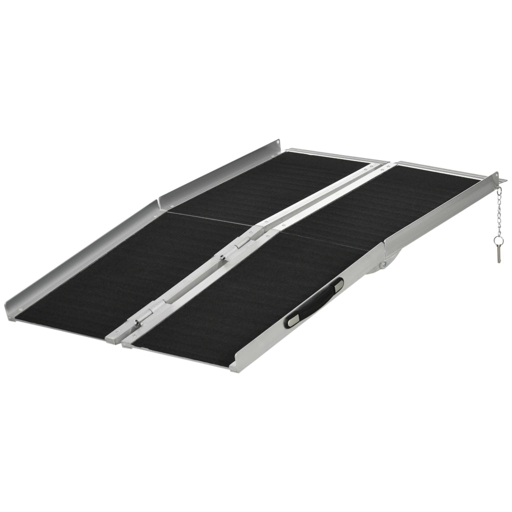 Rampa Pieghevole per Sedia a Rotelle ¨C zephmum ¨C 122x73.5 cm, Nero, Alluminio, Antiscivolo