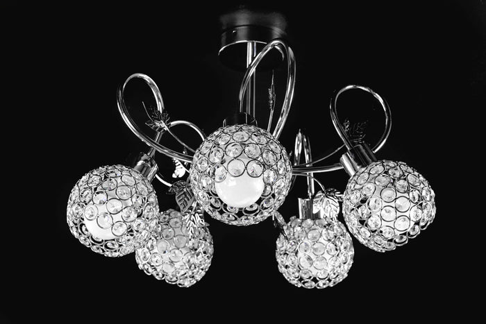 Lampadario In Cristallo Con Foglie In Metallo APP636-5C