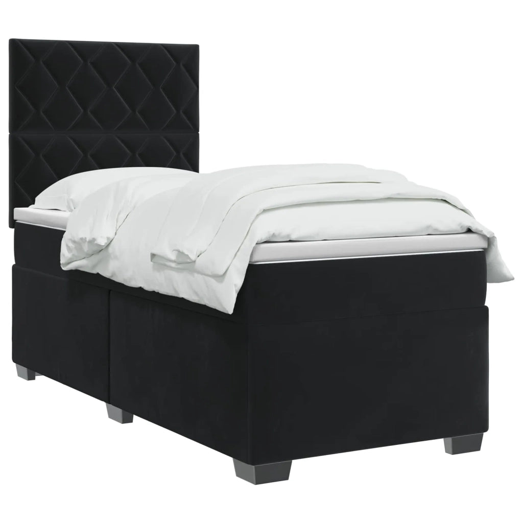 Letto box spring con materasso Nero 100 x 200 cm Velluto 3455056