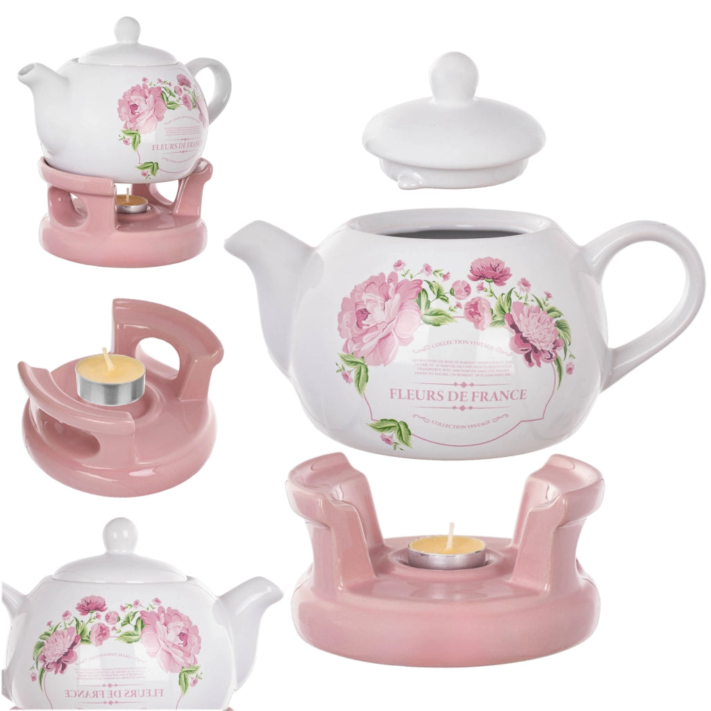 Teiera KADAX con scaldavivande, 1 litro, in ceramica, ideale come regalo.