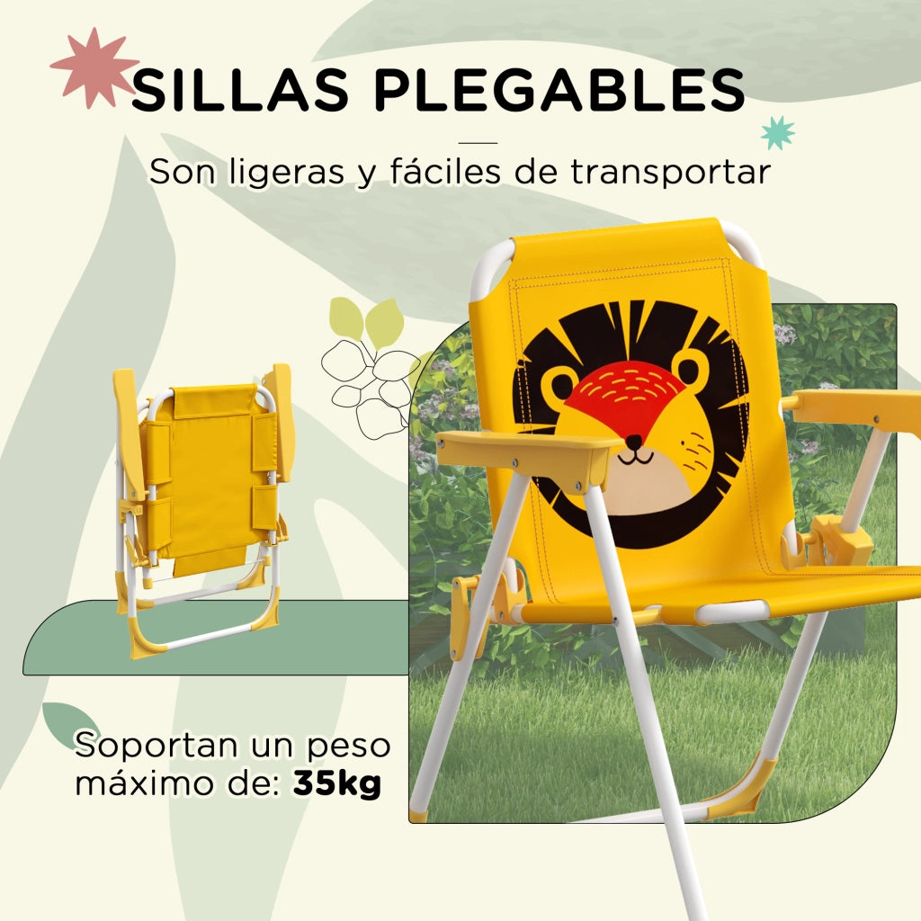 Set tavolo e sedie pieghevoli per bambini ¨C zephmum ¨C giallo, tema leone