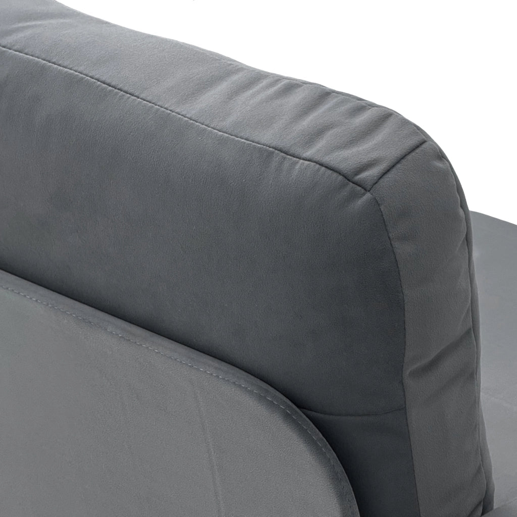 Divano angolare convertibile con contenitore, chaise longue reversibile in tessuto grigio