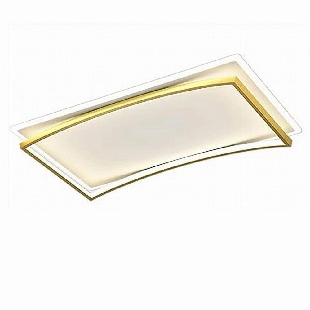 Trade Shop - Plafoniera Led 108w Rettangolare Bianco Oro Moderno Da Soffitto Luce Fredda 71547 -