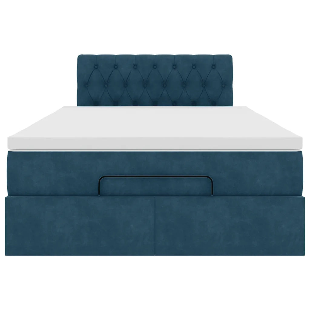 Pouf Letto con Materasso e LED Blu Scuro 120x190cm in Velluto 3312684