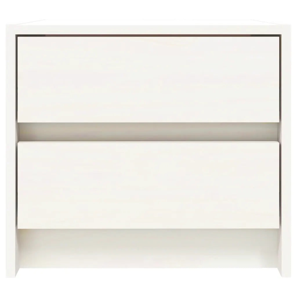 Comodino Bianco 40x31x35,5 cm in Legno Massello di Pino 836137