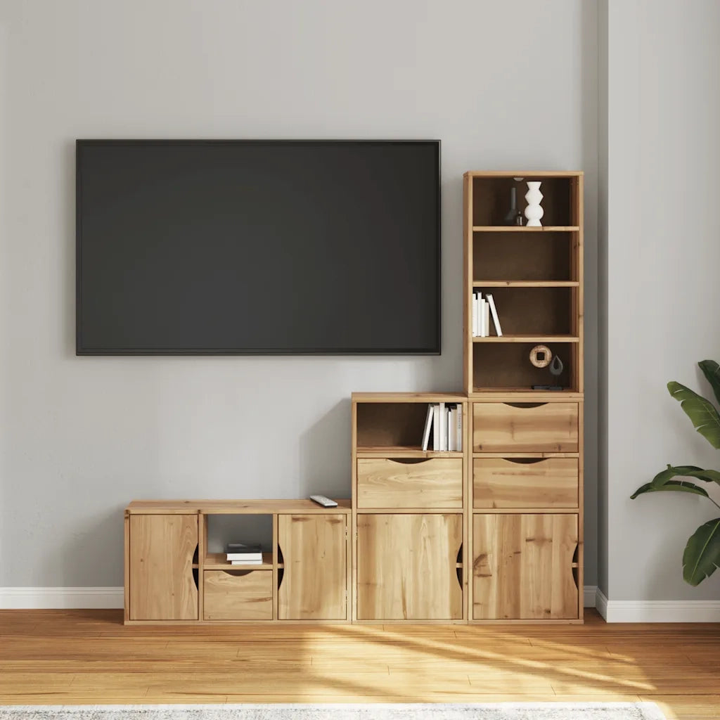 Mobile TV 5 pz con Contenitore ODDA in Legno Massello di Pino