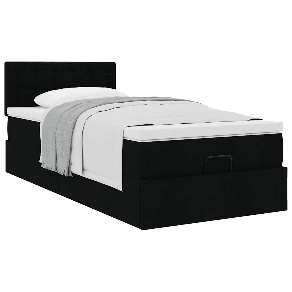 Pouf Letto con Materasso Nero 100x200 cm in Tessuto 3311603