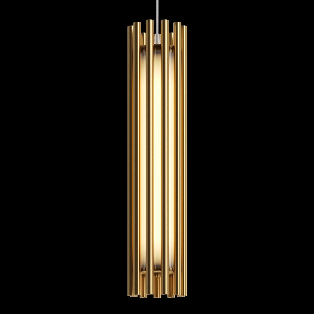 Sospensione Contemporanea Sonata Led Alluminio Ottone Diffusore In Vetro Oro