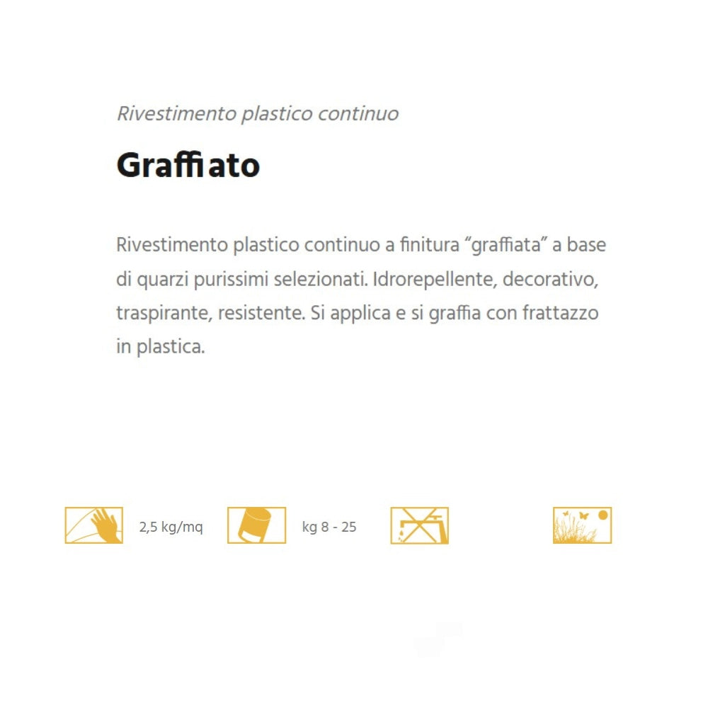Rivestimento graffiato plastico idrorepellente bianco quarzi purissimi esterni *** formato 25 kg, confezione 1