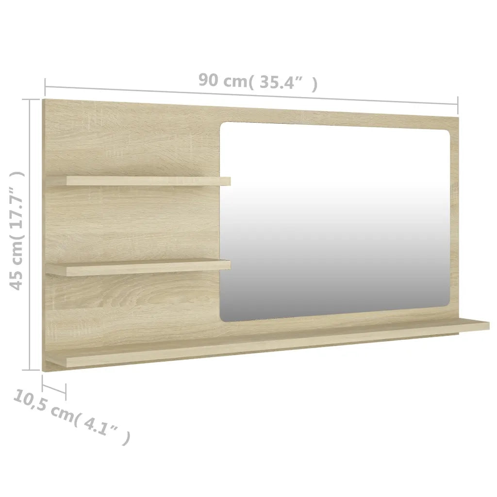 Specchio da Bagno Rovere Sonoma 90x10,5x45 cm in Truciolato cod mxl 64314