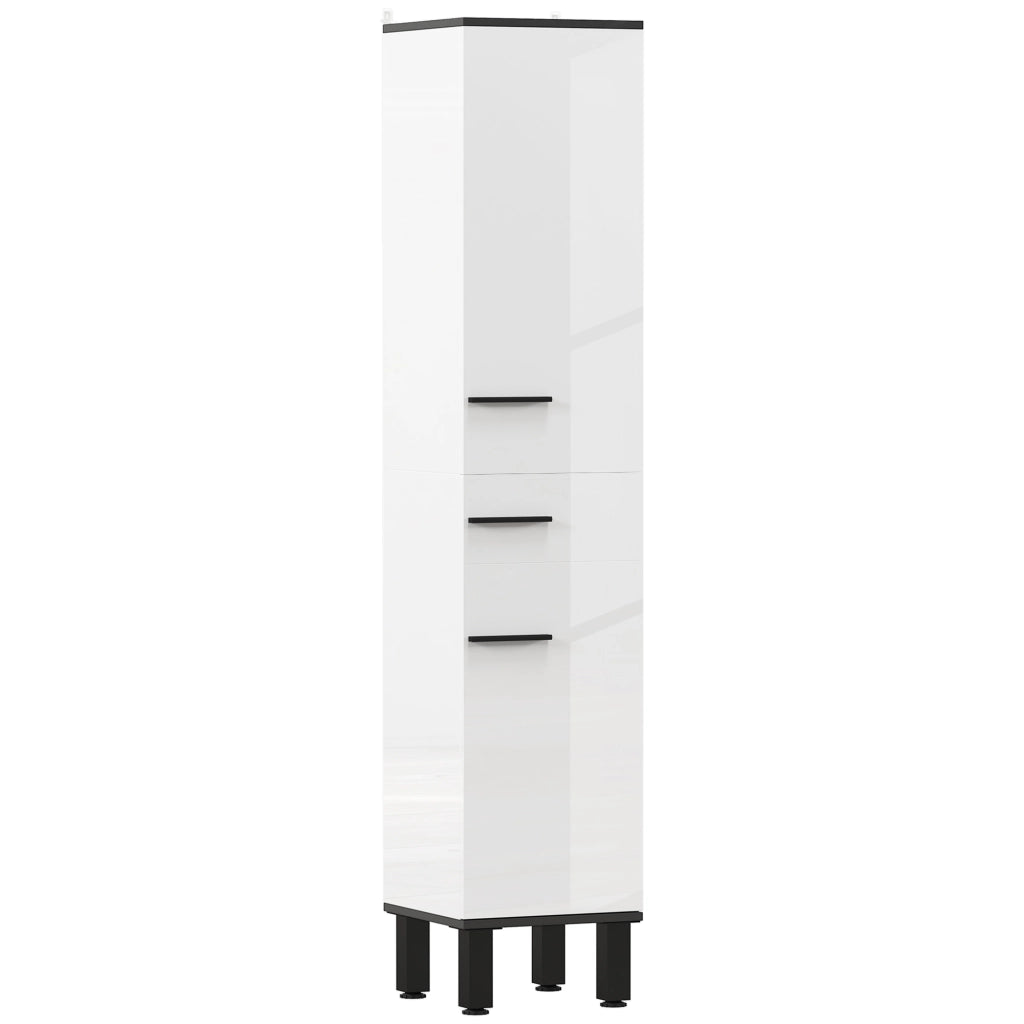 Armadietto Alto Bagno con Ante e Ripiani Regolabili ¨C zephmum ¨C Bianco 34x32x170 cm
