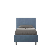 BS COM Letto singolo con rete imbottito 90x190 microfibra blu