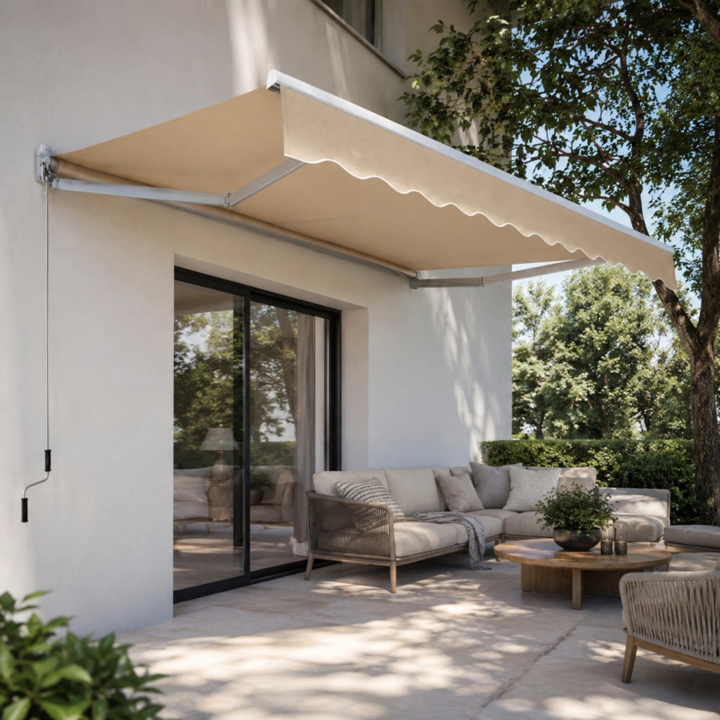 Tenda Da Sole Retrattile Con Manovella E Inclinazione Regolabile Struttura In Alluminio Resistente Per Balcone Terrazza Veranda Giardino Design Moderno 295 x 250 Cm Beige