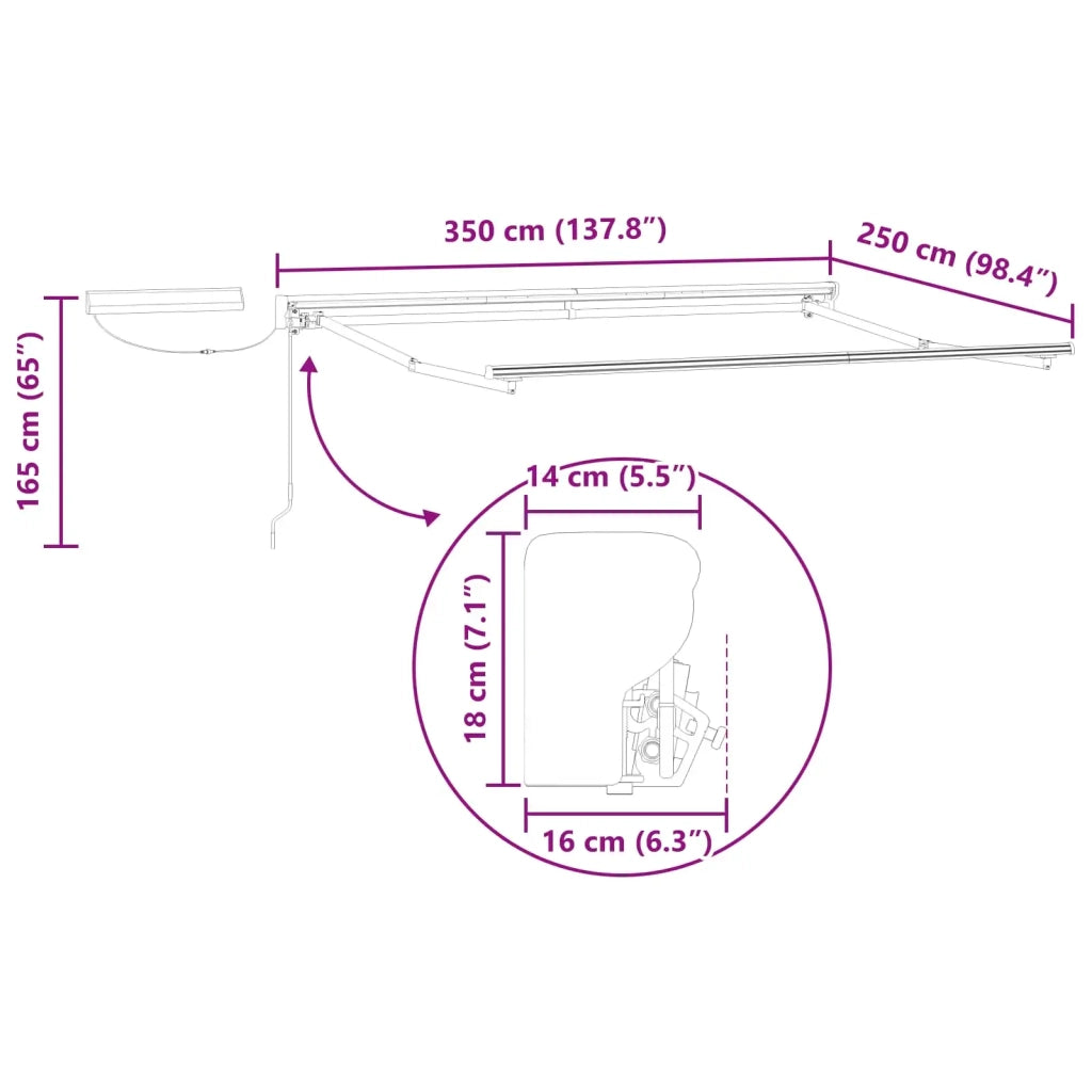 Struttura della tenda elettrica retrattile Bianco 3,5 x 2,5 m 42024862