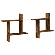 2 pz Mensole da Parete | Scaffali a Parete | Ripiano a parete Rovere Fumo 50x12x50 cm in Truciolato