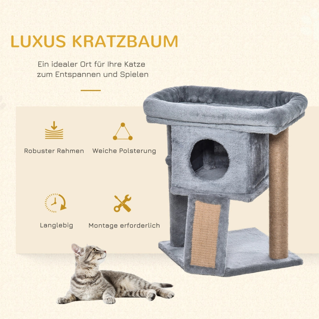 Tiragraffi per Gatti 57cm ¨C Xylo ¨C Con Cuccia e Piattaforma, Grigio Chiaro