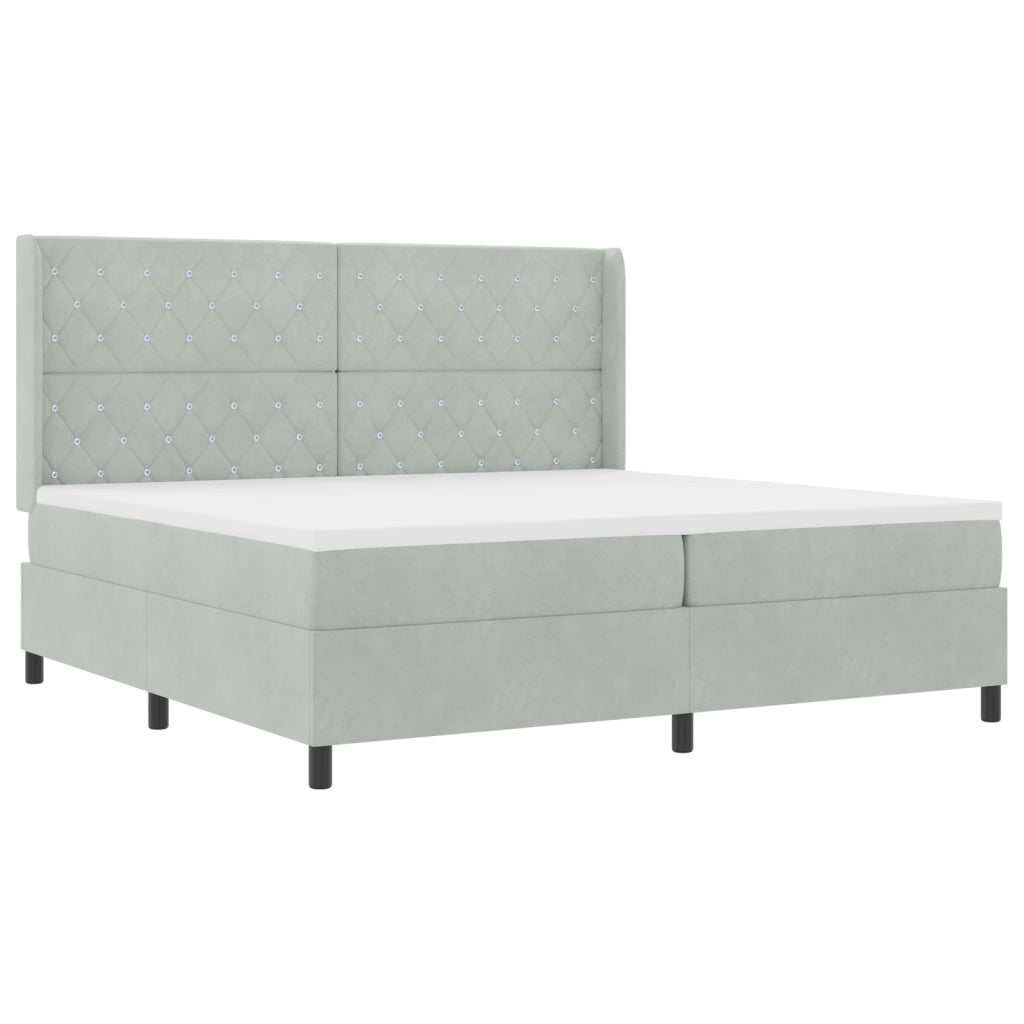 Letto a Rete con Materasso Grigio Chiaro 200x200 cm Velluto