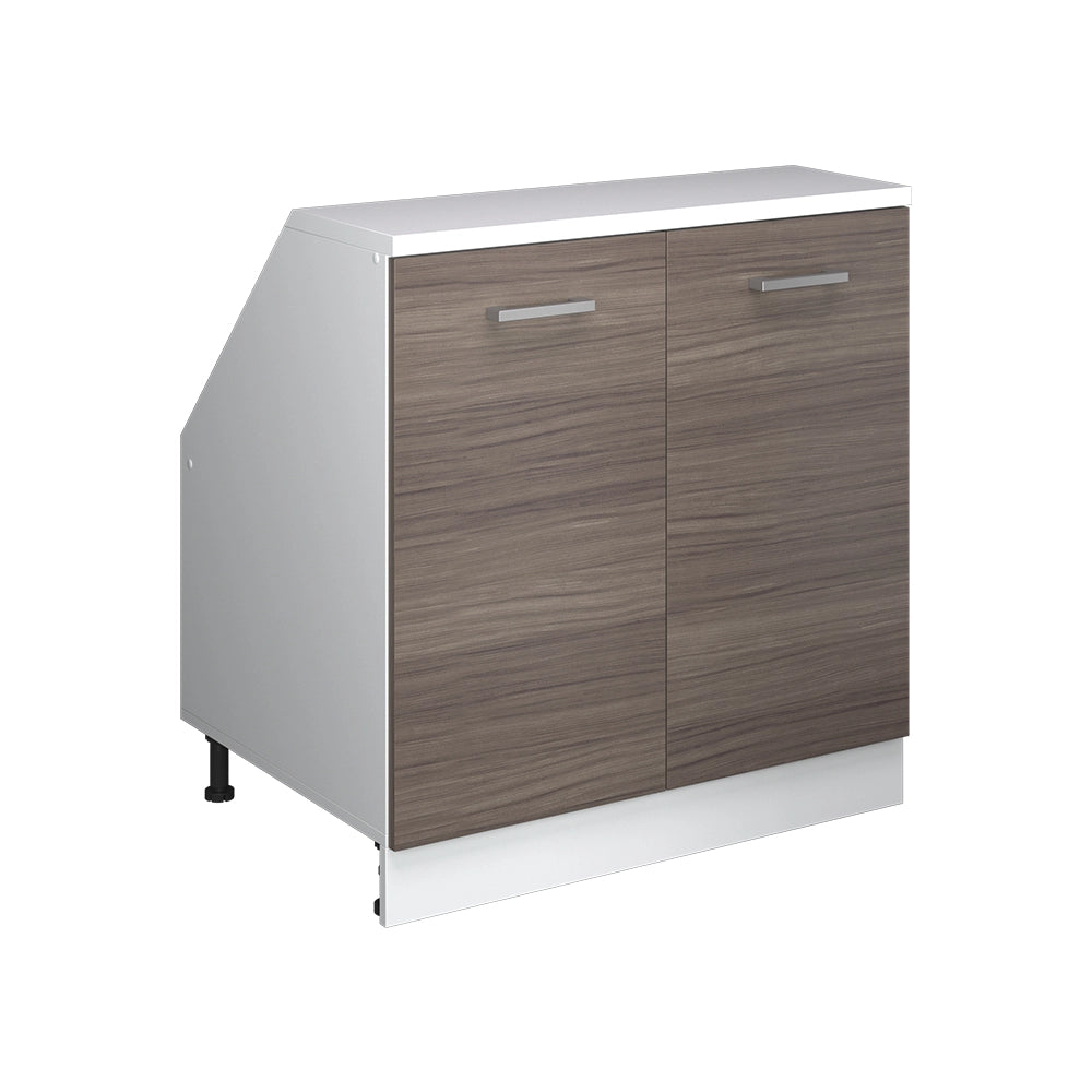 Mobile cucina sottotetto R-Line Grigio nobile/Bianco 80 cm con 2 porte, carcassa 60 cm profondità Vicco