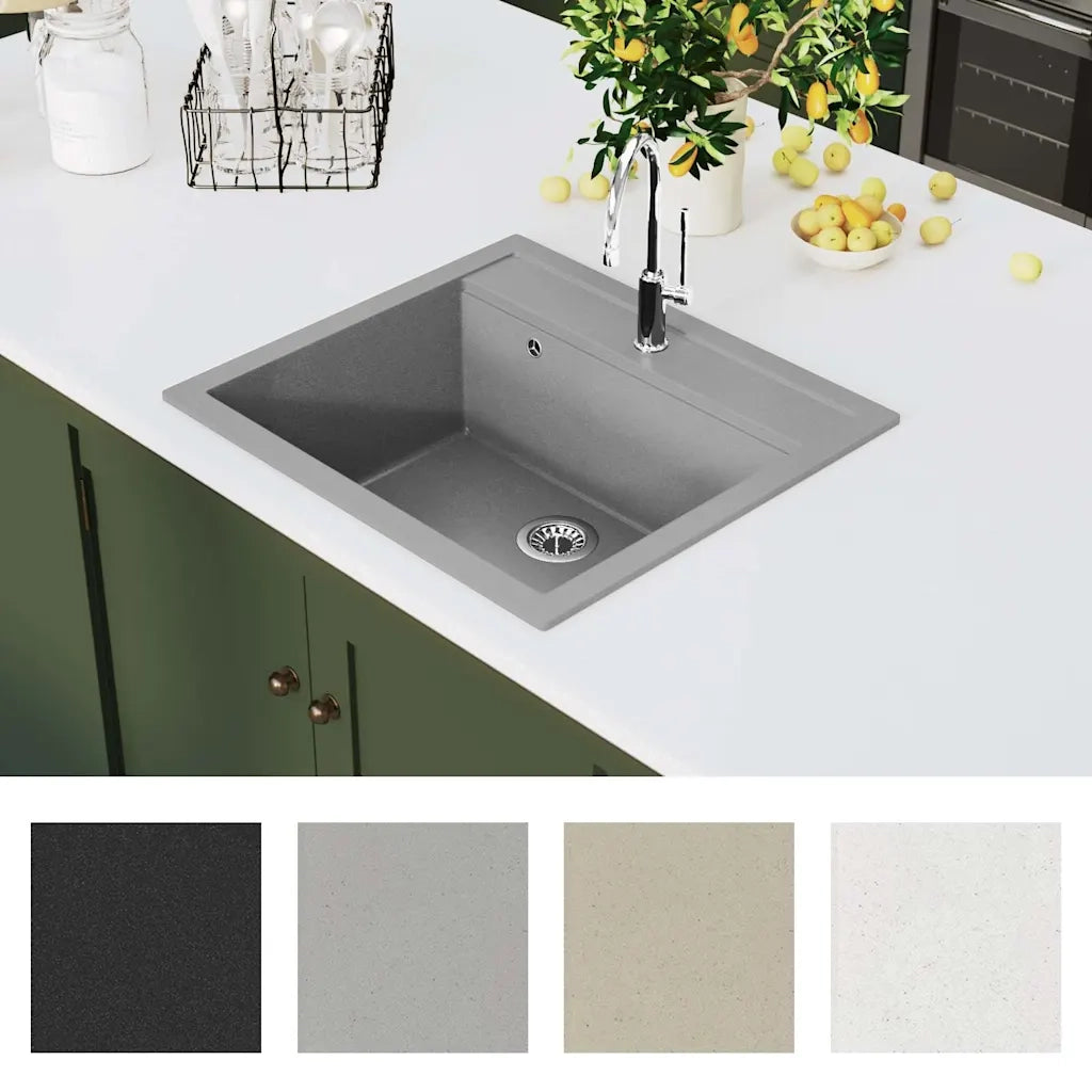 Lavello da Cucina in Granito Vasca Singola Grigio CFW4670606