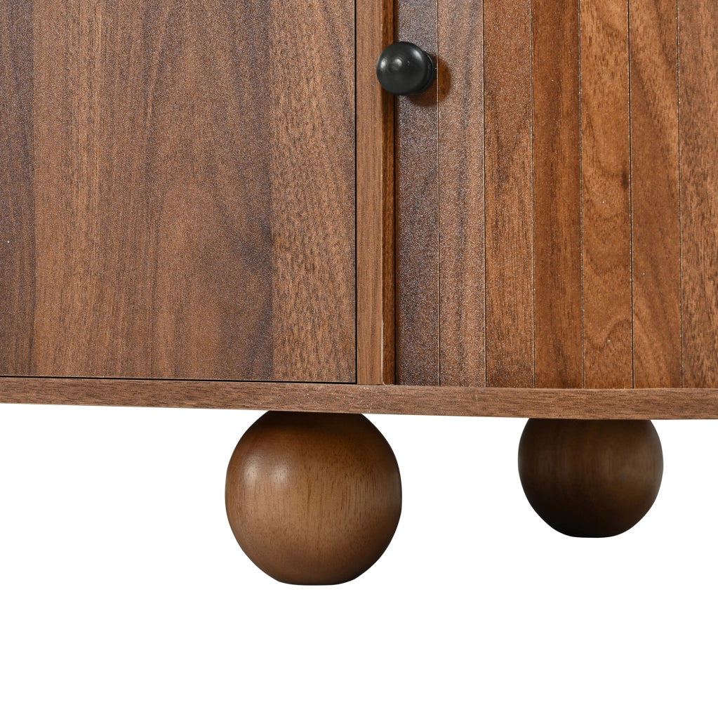 Mobile TV 180x40x48 cm con LED integrato; ante scorrevoli in MDF noce