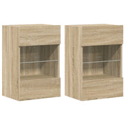 Mobili da parete con luci LED per TV 2pz | Armadietto TV | Mobile Porta TV Rovere Sonoma 40x30x60,5 cm