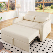 Divano Letto 2 Posti con Schienale Regolabile in 3 Posizioni e 2 Cuscini, Schiuma Beige 127 × 75 × 94 cm