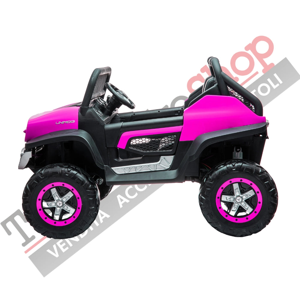 Auto Elettrica per Bambini Mercedes Unimog 12V 2 Posti Monitor Touchscreen Mp4-Rosa