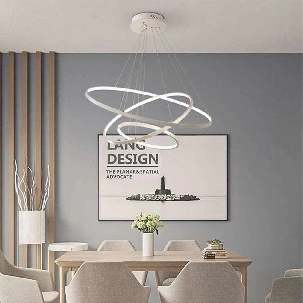 Trade Shop - Lampadario A Sospensione 51 W Led Forma Pianeta Bianco 3 Colorazione Luce A64-3c -